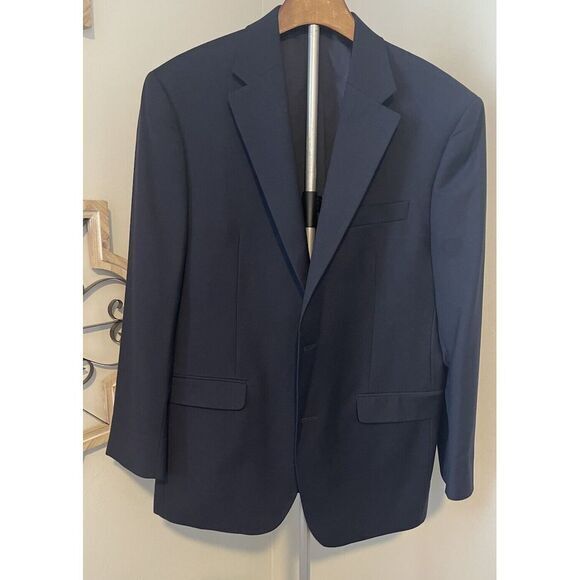 Lauren Ralph Lauren Blazer Sport‎ Coat Jacket Mens 39R Navy Blue Gold 100% Wool
